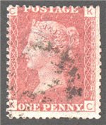Great Britain Scott 33 Used Plate 187 - KC